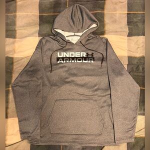 Large Under Armour Graphic Logo Sweatshirt Loose Fit Gray Hoodie